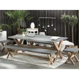 Beliani Olbia Gartentisch 200 x 100 x 75 cm Grau/Braun