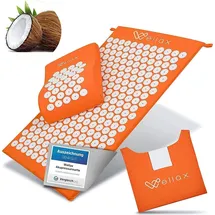 Wellax Akupressurmatte mit Kissen orange Set