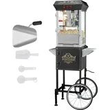 Vevor Popcornmaschine Popcornautomat mit Wagen 850 W Popcorngerät, 8 oz Kessel für 48 Tassen pro Ladung, Popcornmaschine mit gehärtetem Glas inkl. 4 Schaufeln Kino-Stil Restaurant Schwarz