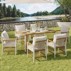 gl store Gartenmöbel-Set 7-tlg. Beige/Naturfarbe