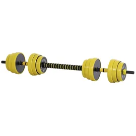 Homcom Hantelset 2-in-1 Langhantel 25 kg Gelb/Schwarz