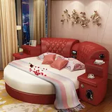 Xlmoebel Rundbett Neues Hotel-Polsterbett mit LED-Beleuchtung und rundem Design (Rundbett), Hergestellt in Europa rot