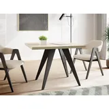 WFL GROUP Esstisch Quadro Black ausziehbar quadratisch loft mit schwarzen Holzbeinen (MADE IN EU, erhältlich in zwei Größen – 100/100 cm, ausziehbar auf 150/200 cm), platzsparender Tisch für kleine Küche, Esszimmer oder Wohnzimmer braun