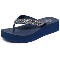 Skechers Damen Cali Vinyasa WILD Daisies, Navy Mitobuck Multi Gem Stone Trim, 35 EU - 35 EU