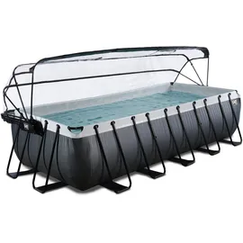 EXIT TOYS Black Leather Pool Set 540 x 250 x 122 cm inkl. Sandfilterpumpe und Abdeckung