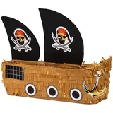 Trendario Pinata Piratenschiff, Ideal zum Befüllen mit Süßigkeiten und Geschenken - Piñata für Kindergeburtstag Spiel, Geschenkidee, Party, Hochzeit
