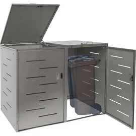 Mendler Mülltonnenverkleidung HWC-E83 116 x 141 x 98 cm silber