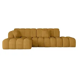 altdecor Ecksofa Cord mit Schlaffunktion 2-Sitzer Senfgelb