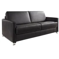 Bali Schlafsofa Messina, Schwarz, Leder, Echtleder, Rindleder, 2-Sitzer, 185x84x100 cm, Typenauswahl, Lederauswahl, Stoffauswahl, Armteilvarianten, Hocker erhältlich, Wohnzimmer, Sofas & Couches, Sofas, Ledersofas