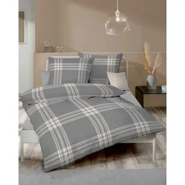 KAEPPEL Pure Kariert Grau 135 x 200 cm + 80 x 80 cm