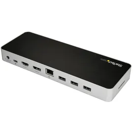 Startech Dual Monitor USB C Dock - Pd USB-C 4 Ports), Dockingstation / USB Hub, Schwarz, Silber