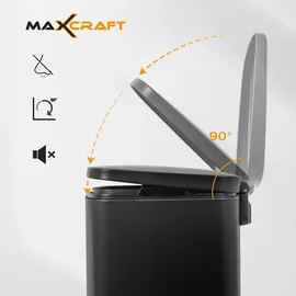 MAXCRAFT Mülleimer / Treteimer mit Soft Close Deckel - 50 Liter in Schwarz