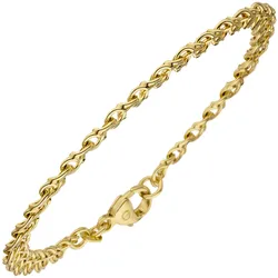 Goldarmband JOBO, gelb (gelbgold 585), Armbänder, Damen, Gelbgold 585, Garibaldiarmband 585 Gold massiv 19 cm