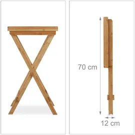 Relaxdays Tabletttisch Bambus braun rechteckig 50,0 x 38,5 cm