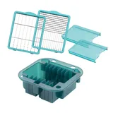 Genius Nicer Dicer Chef Professional Gemüseschneider Zubehör Set 5 tlg. Gemüsehobel Aufbewahrungseinsatz, Messereinsätze, Schutz für Messereinsätze, Türkis