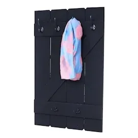 Mendler Wandgarderobe HWC-D13, Garderobe Garderobenpaneel, 6 Haken 91x60cm ~ dunkelgrau shabby