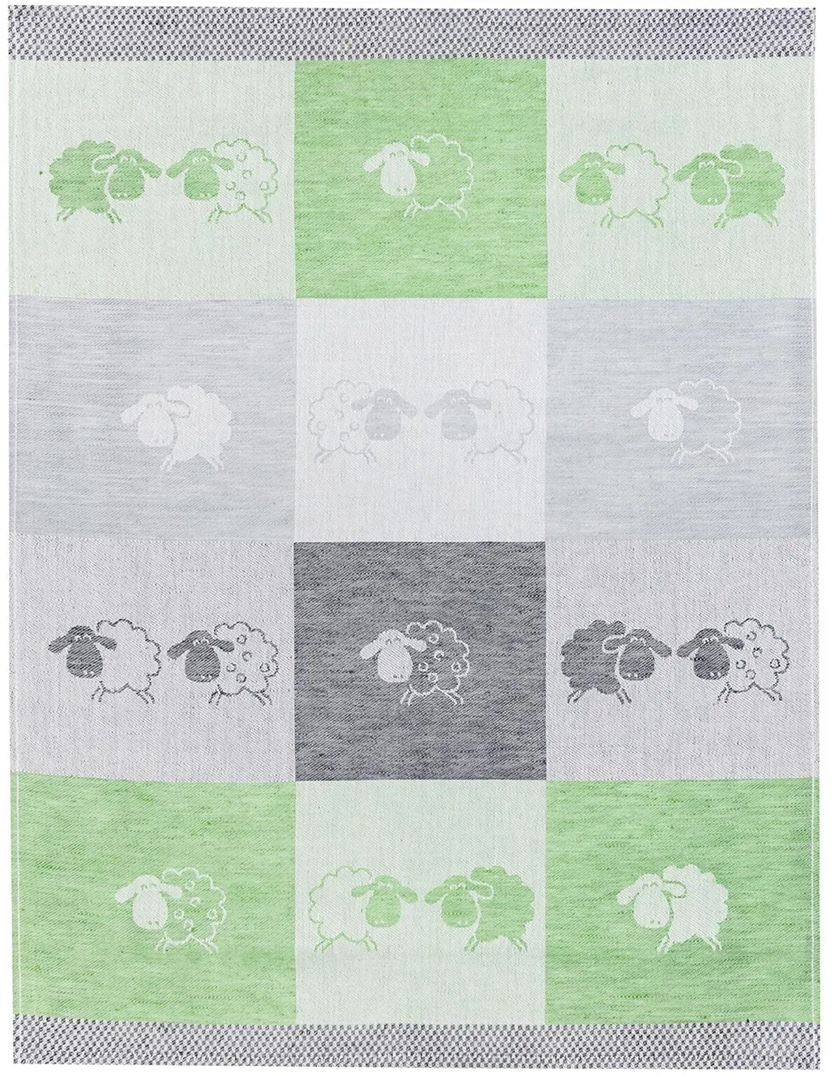 Kracht Küchen Textilien Schäfchen Halbleinen Küchentuch Jacquard 50x70 cm grün 3er Pack - grün