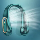 Tragbarer Nackenventilator, Halsventilator mit 4000mAh , Flügelloser Ventilator, 5 Geschwindigkeiten, Digitalanzeige, 4‐Kanal Nackenventilator, ... - Grün