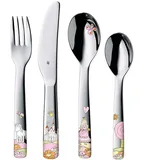 WMF Prinzessin Anneli Kinderbesteck Set 4-teilig, Besteck Mädchen Edelstahl, für Kinder ab 3 Jahre, altersgerechte Größe und Form, Cromargan poliert, spülmaschinengeeignet