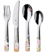 WMF Prinzessin Anneli Kinderbesteck Set 4-teilig, Besteck Mädchen Edelstahl, für Kinder ab 3 Jahre, altersgerechte Größe und Form, Cromargan poliert, spülmaschinengeeignet