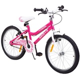 Actionbikes Motors Actionbikes Kinderfahrrad Butterfly 20 Zoll, Pink, Fahrradständer, Kettenschutz, Antirutschgriffe (Pink/Weiß)