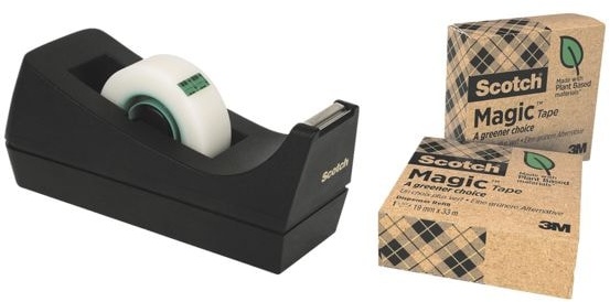 AKTION Nachhaltigkeit: Tischabroller inkl. nachhaltigem Klebefilm-Vorrat (3 Roll schwarz, Scotch