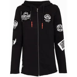 Sweatjacke CIPO & BAXX "Sweatjacke", Herren, Gr. S, schwarz, 100% Baumwolle, unifarben, Basic, regular fit normal, Langarm, Sweatjacken, mit coolen Stickereien, CL-240