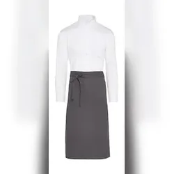 ROME - Medium Length Bistro Apron with Pocket: One Size / Grey