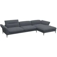 FLEXLUX Ecksofa Salino, Funktionssofa mit Recamiere, Relaxsofa, Ecksofa, Sofa mit Arm- und Kopfteil-Verstellungen, Kaltschaum & Stahl-Wellen grau