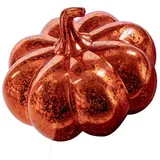 IC Home Deko-Kürbis mit 15 Lichter beleuchtet, aus robustem Kunststoff in Glas-Optik gefertigt, batteriebetrieben, Timer, ca. 17 x 16,5 cm
