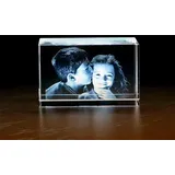 2D Gelasertes Foto im Querformat Glasblock - Personalisiertes Kristall foto in Glas gelasert 2D - Einzigartiges Erinnerungsstück für geliebte Menschen - Personalisierte geschenke - 80x50x50 mm