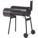 Beliani Beliani, Holzkohlegrill mit Räucherkammer schwarz rollbar mit Thermometer Deckel Katla (31 cm)