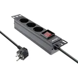 InLine InLine® 10" Steckdosenleiste, 3-fach Schutzkontakt, mit Schalter, 2m, schwarz