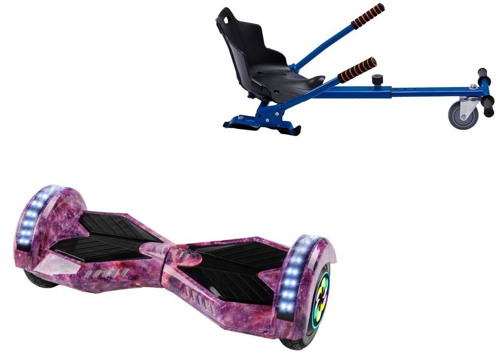 8 Zoll Hoverboard mit Standard Sitz, Transformers Galaxy Pink PRO, Maximale Reichweite und Blau Hoverboard Sitz, Smart Balance