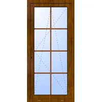 Balkontür "GEORG" 74 mm 3-fach Verglasung Kunststoff 8 Sprossenfelder (abschließbar) Golden Oak holzähnlich beidseitig innen öffnend DIN links