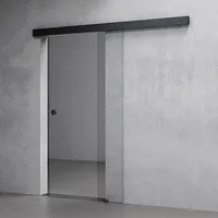 Mai & Mai Glasschiebetür komplettset softclose Schwarz Klarglas, inkl. Soft-Close, Griffart: Muschelgriff, BxH: 102.5x205cm, 25 mm Wandabstand, 8mm ESG-Sicherheitsglas