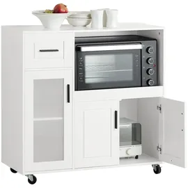 SoBuy Sideboard auf Rollen Küchenwagen Mikrowellenschrank Rollwagen Fsb78-w
