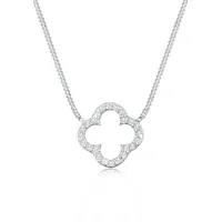 Elli Kette mit Anhänger Kleeblatt Zirkonia 925 Silber