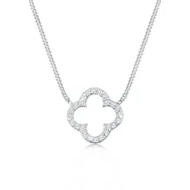 Elli Kette mit Anhänger Kleeblatt Zirkonia 925 Silber