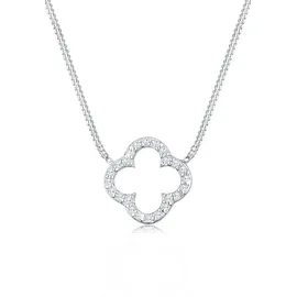 Elli Kette mit Anhänger Kleeblatt Zirkonia 925 Silber