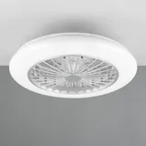 RL Deckenventilator mit Beleuchtung Deckenleuchte Wohnzimmerlampe, Fernbedienung dimmbar Nachtlicht Timer Sternenhimmeleffekt, titanfarben, 1x LED 30W
