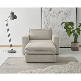 Home Affaire Sessel PIAGGE Cord 125 x 83 x 210 cm Beige mit Hocker