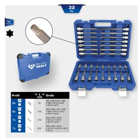 BRILLIANT TOOLS 1/2 Steckschlüssel-Satz 32-tlg. RIBE Profil