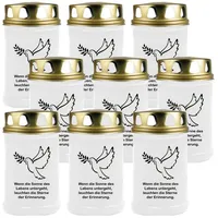 HS Candle Grabkerze (9-tlg), Grabkerze Brenndauer 40 Stunden viele vers. Variationen und Motive weiß