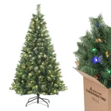 SALCAR Künstlicher Weihnachtsbaum 180 cm mit Beleuchtung, Warm und RGB LED Lichterketten, Nordmanntanne, 9 Modi und Fernbedienung