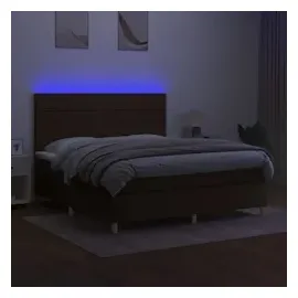 vidaXL Boxspringbett mit Matratze & LED Dunkelbraun 160x200 cm Stoff