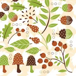 Mank Serviette Airlaid Timo, 40 x 40 cm, 50 Stück - Herbst Gräser Kastanien Pilze