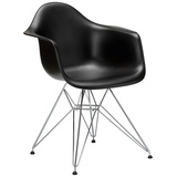 Vitra Stuhl Eames Plastic Armchair RE 83x63x59 cm tiefschwarz silber, Gestell: verchromt, Designer Charles & Ray Eames