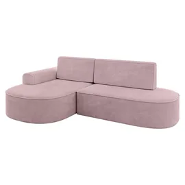 altdecor Eckcouch Cord mit Schlaffunktion 2-Sitzer Rosa