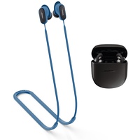 MOWYEOK Anti Verlust Strap für Kopfhörer, kompatibel mit Bose QuietComfort Earbuds II Ohrhörer,Weiches Silikon Anti Lost Lanyard,geeignet für Outdoor Sportarten, Laufen,Fitness - Blau